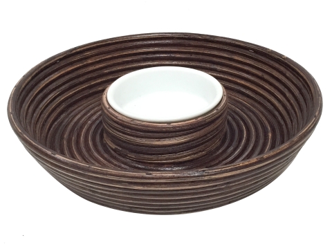 Rattan dip and chip tray brown washed