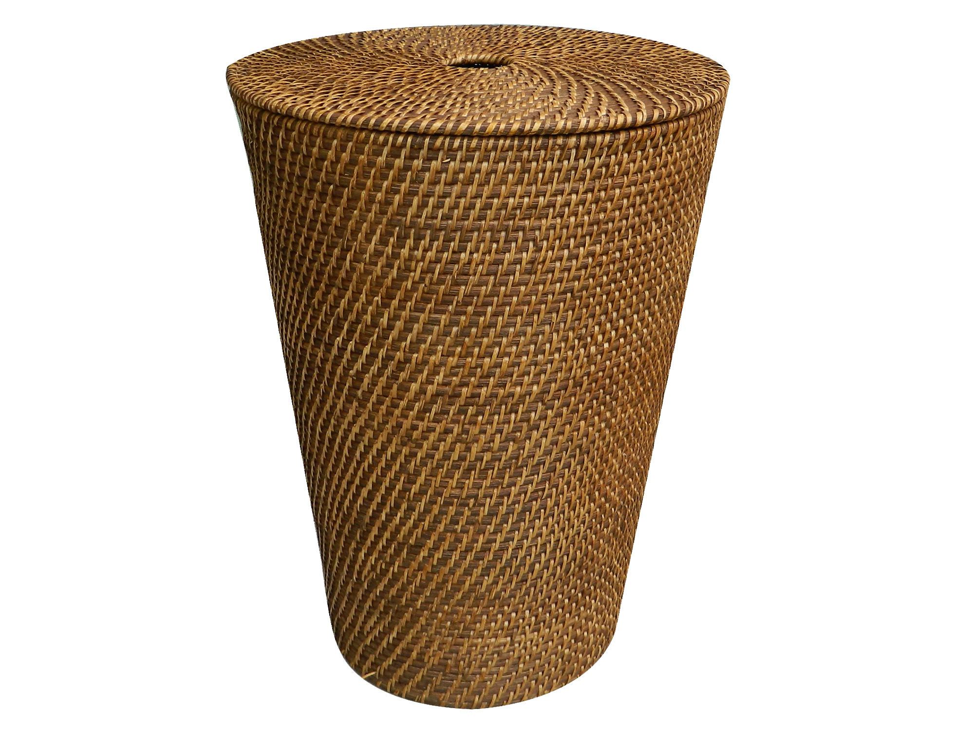 Round Rattan Hamper Honey