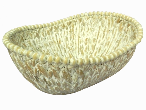 Water hyacinth bowl oval with wooden beads