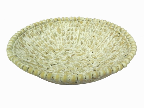 Water hyacinth bowl round with wooden beads