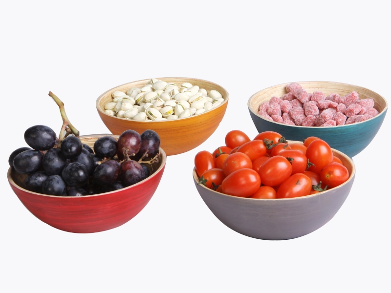 4pc bamboo serving bowl assorted