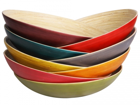 Round bamboo fruit bowl - assorted colors