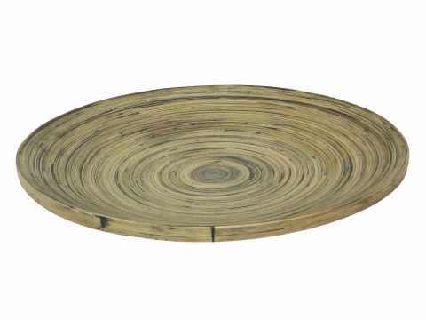 Round bamboo footed plate antique black