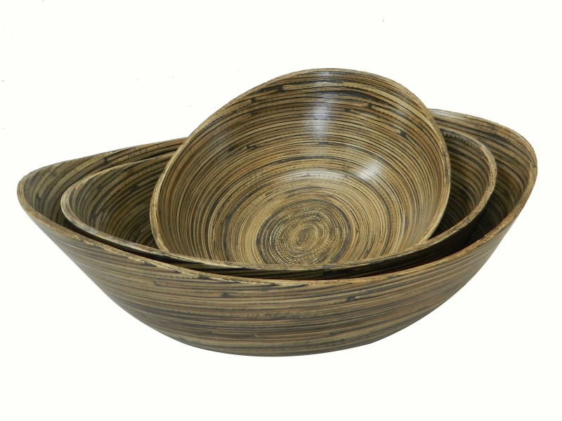 3pcs oval salad bowl - antique black finishing