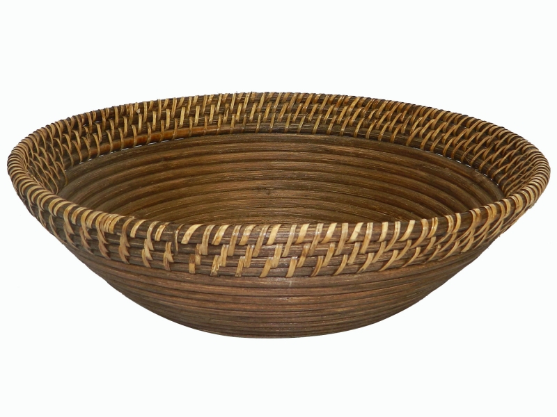Round rattan fruit bowl - honey color