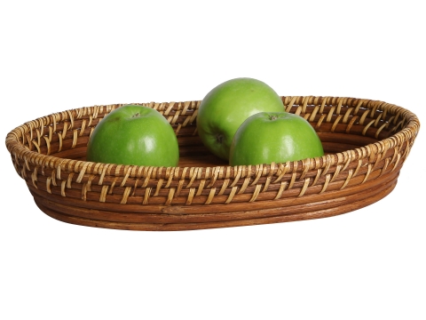 Oval rattan fruit bowl