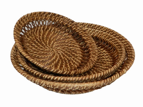 3pc rattan fruit bowl with pattern