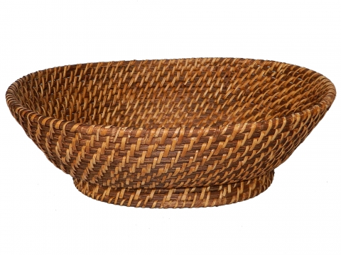 Oval footed rattan bowl honey
