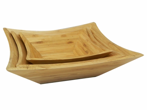 Square lamiated bamboo bowl, set of 3 pcs