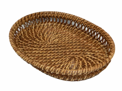 Vietri Florentine Straw Accessories Natural Oval Bread Basket