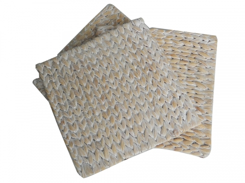 Square water hyacinth placemat white washed
