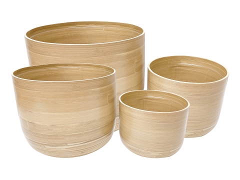 set of 4pc natural bamboo planters 