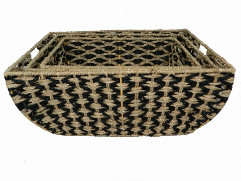 3pc seagrass storage basket rectangular