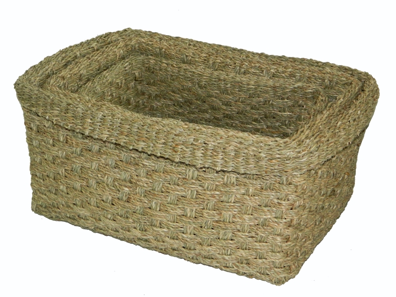3pc rectangular seagrass storages natural