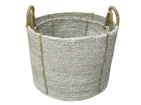2pc seagrass storage baskets white washed