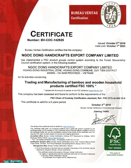 FSC certificate 